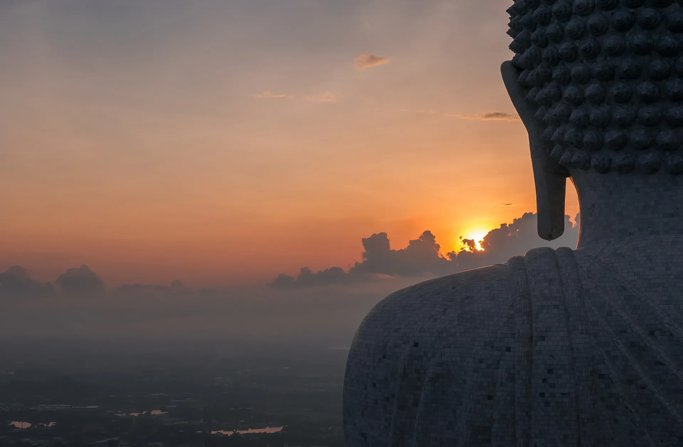 Big Buddha Statue in Phuket at Sunset